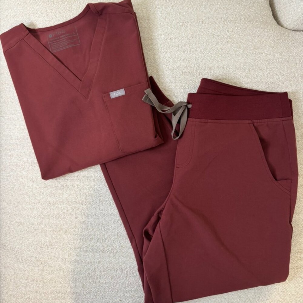 FIGS Dark Cherry Scrub Set